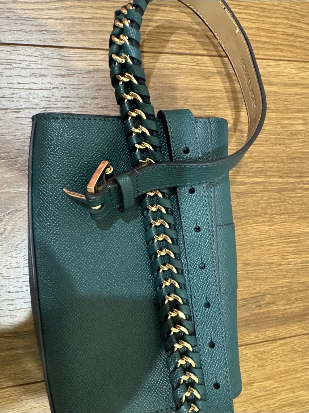 Michael Kors Teal Green Studded Leather Crossbody